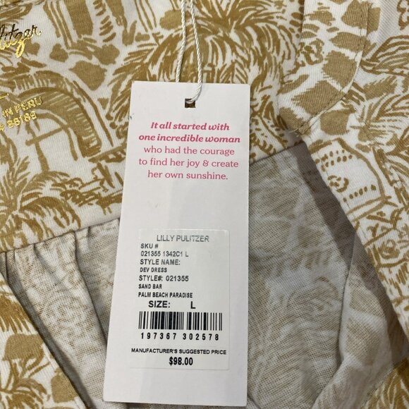 NWT Lilly Pulitzer Dev Dress Sand Bar Palm Beach Paradise Cruise Beach Size L - Picture 14 of 16